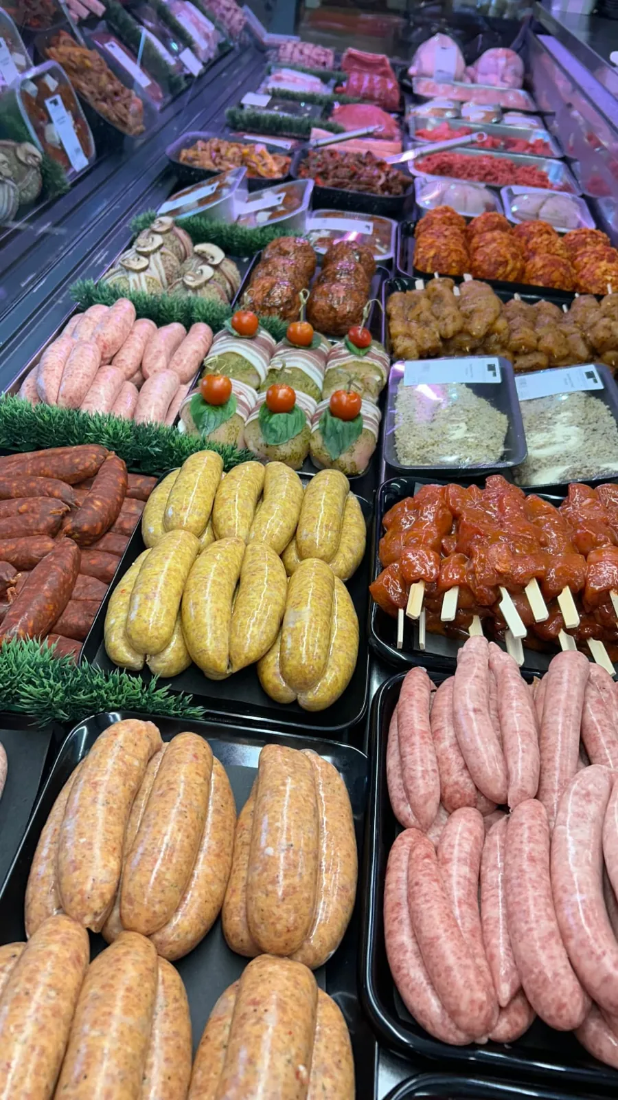 Sausages, beef steaks and oven-ready dishes in the Sandbach Market Hall butcher’s counter